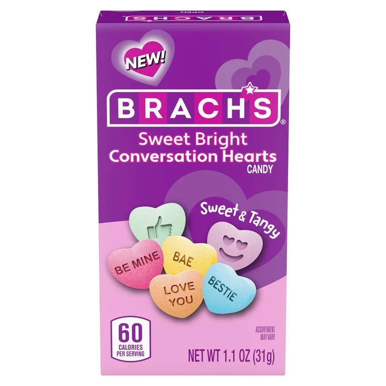 Brach's Valentines Day Candy Sweet Bright Conversation Hearts, Hard Candy, 1.1 oz Box | Walmart (US)