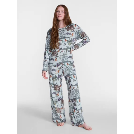 Joyspun Women's Dreamy Soft Collection Sleep Top and Pants, 2-Piece Set, Sizes XS-3X | Walmart (US)