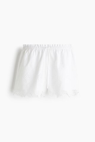 H & M - Eyelet-Embroidered Shorts - White | H&M (US + CA)