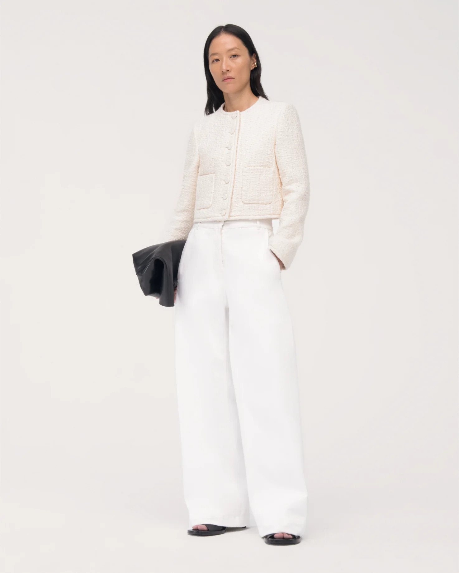 Cropped Tweed Jacket Cream | AnotherTomorrow