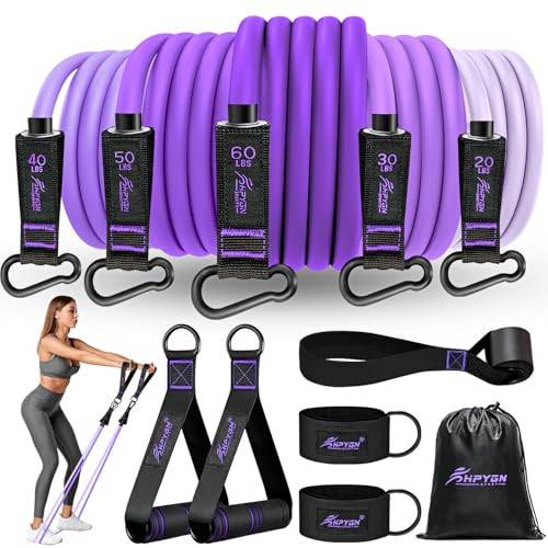 HPYGN Exercise Bands with Handles, Home Workout Equipment for Strength, Flexibility, and Muscle Training, Physical Therapy, Shape Body, Yoga, Work Out Equipment for Home Gym | Amazon (US)