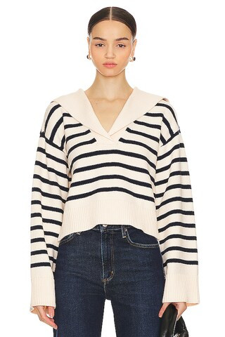 Lovers and Friends x Anja Dujaković Niam Striped Sweater in Ivory & Navy from Revolve.com | Revolve Clothing (Global)