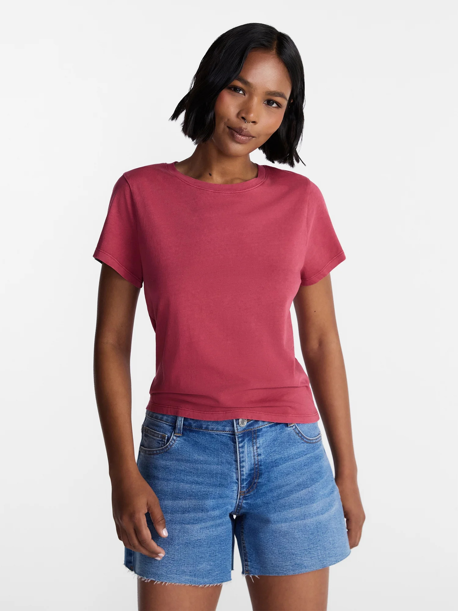 No Boundaries Washed Relaxed Fit Cotton Tee, Women's XXS-XXL | Walmart (US)