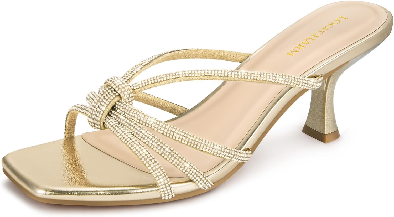 Women's Strappy Kitten Heel Knotted Square Open Toe Mule Sandals | Amazon (US)