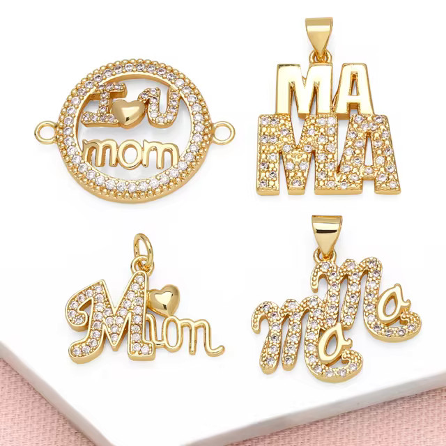 OCESRIO Trendy White mini Crystal Mom Pendant for Necklaces Copper Gold Plated Mama Love Jewelry ... | AliExpress (US)
