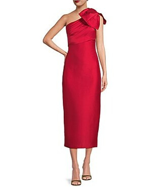 Badgley Mischka Eliza Mikado Bow One Shoulder Dress - 0 | Dillard's