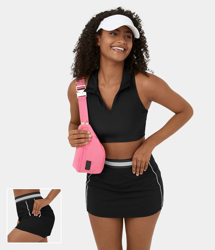 Softlyzero™ Airy High Waisted 2-in-1 Bodycon Color Block Micro Mini Cool Touch Tennis Skirt-UPF... | HALARA