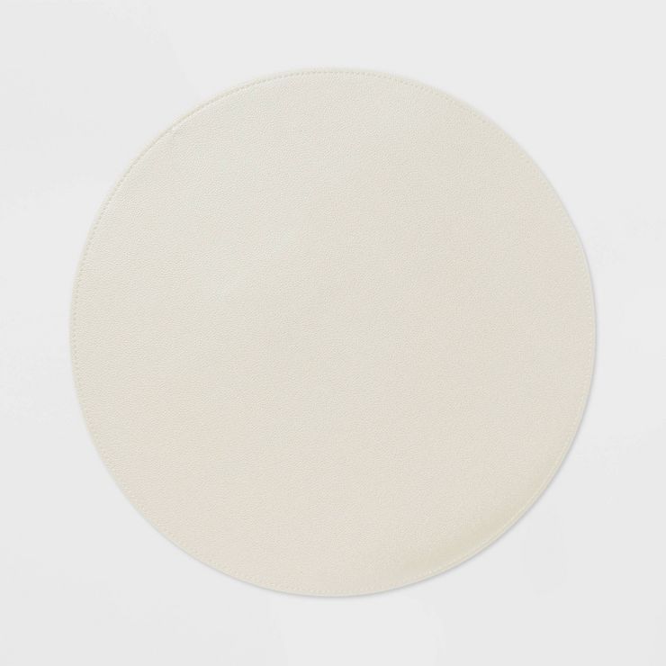 15" Round Pebble Ivory Faux Leather Charger White - Threshold™ | Target