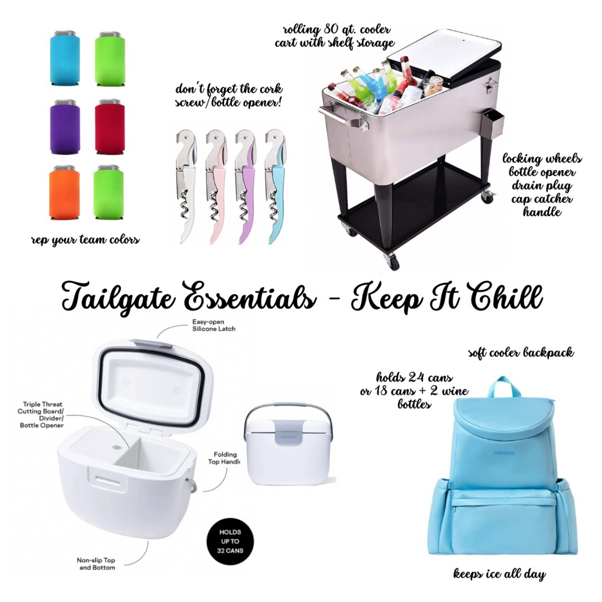 keep it chill 🧊 don’t be caught at the tailgate without the essentials - coolers, cork screws, and koozies!

#LTKSeasonal #LTKBacktoSchool #LTKunder100