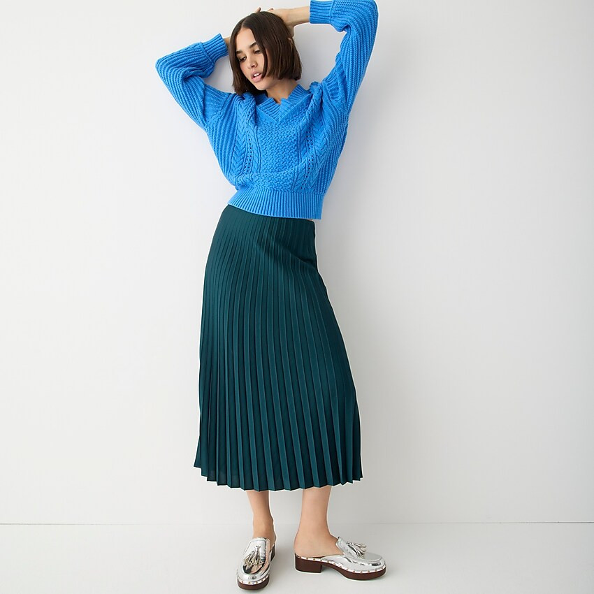 Pleated pull-on midi skirt | J. Crew US