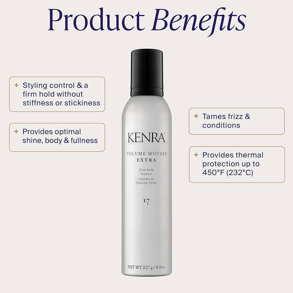 Kenra Volume Mousse Extra 17 | Firm Hold Mousse | Non-drying, Non-flaking Lightweight Formula | T... | Amazon (US)