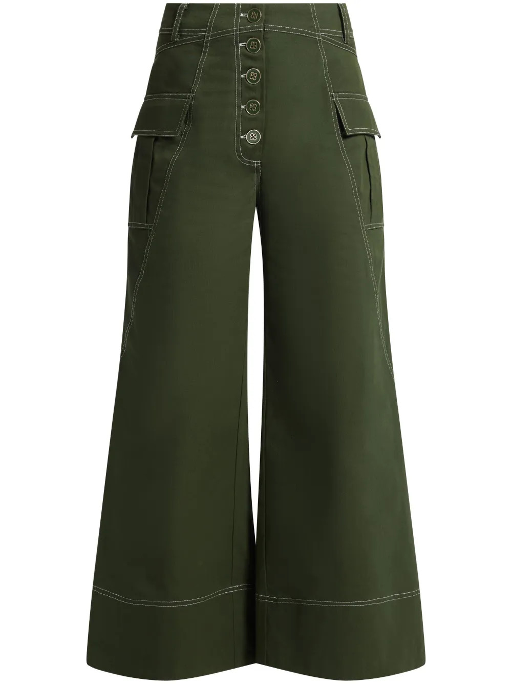 FARM Rio wide-leg Trousers | Green | FARFETCH | Farfetch Global