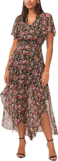 Floral Print Flutter Sleeve Maxi Dress | Nordstrom