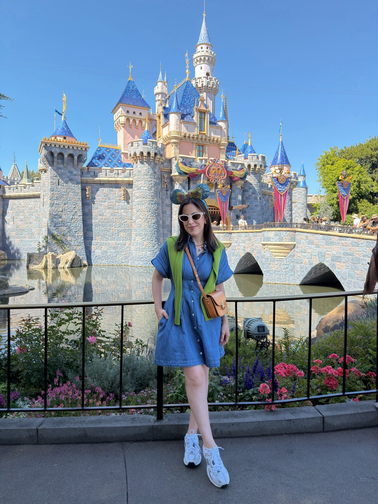 Disney outfit idea! This denim shirt dress is sooo cute and comfy (wearing my regular size XS), I wear it with shorts