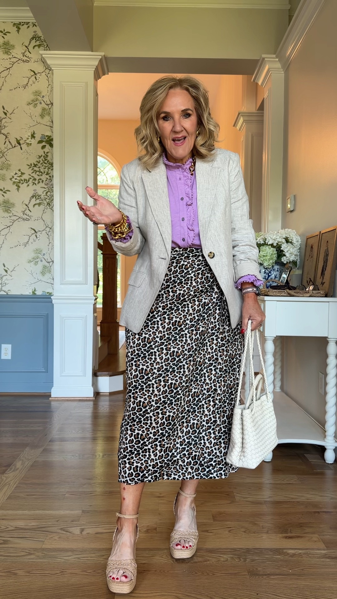 I love this leopard wrap skirt and it’s 25% off this weekend. Size 8 petite 
Lined linen blazer size medium 
Jersey knit top size 10 

Church outfit work outfit @Boden (US)

#LTKSaleAlert #LTKOver40 #LTKWorkwear
