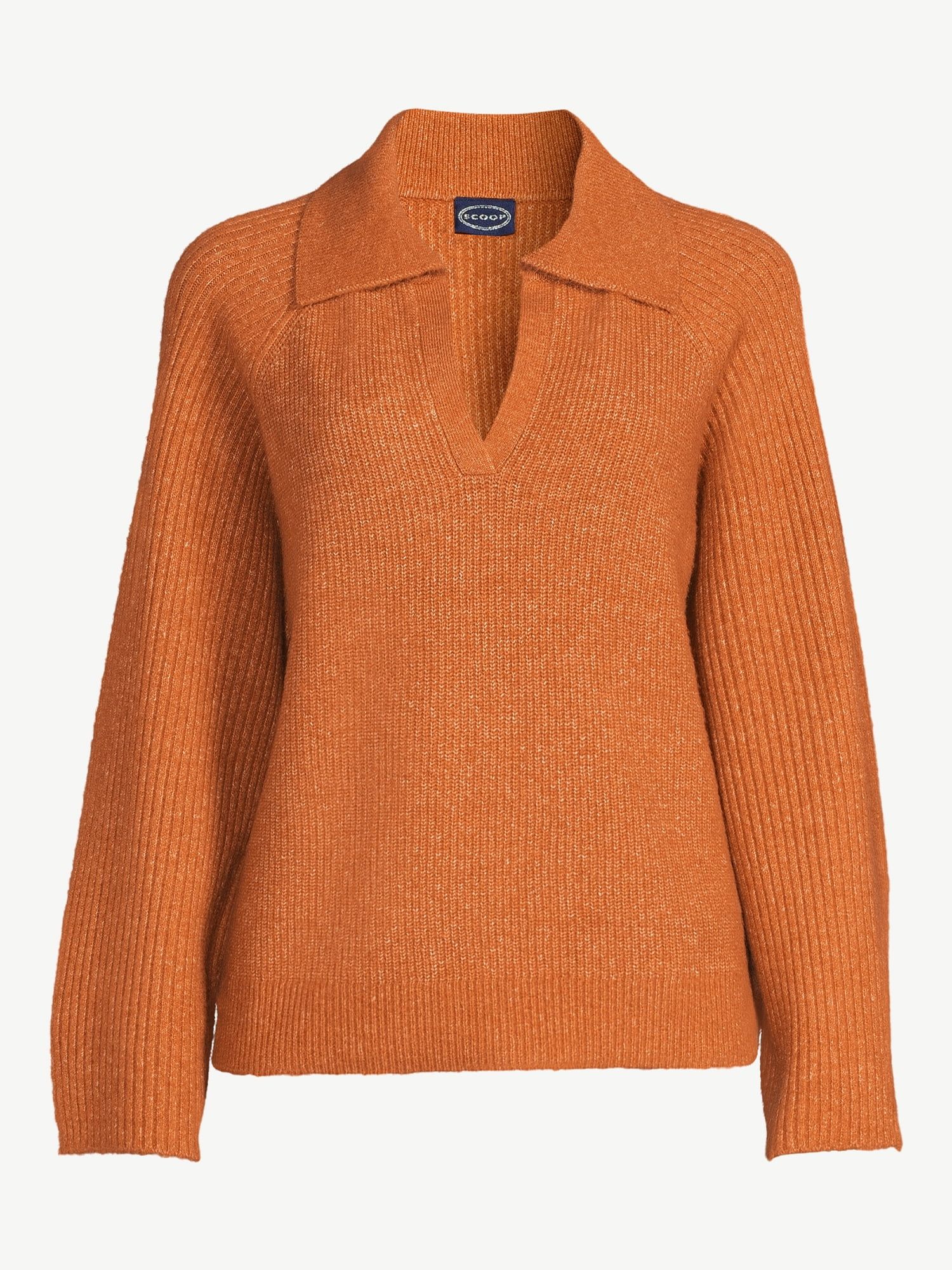 Scoop Women's Polo Sweater with Slit Sleeves - Walmart.com | Walmart (US)