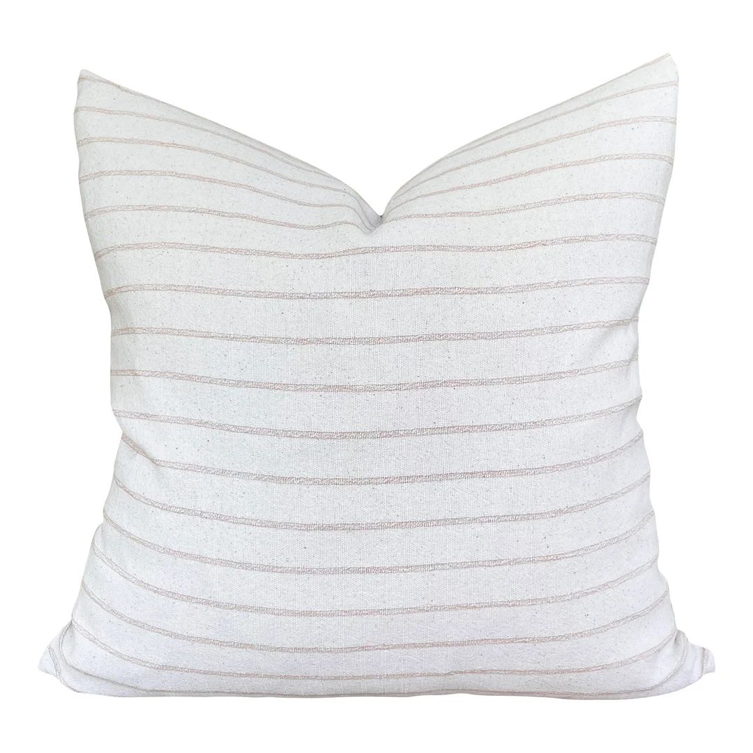 Cotton Blush Stripe Pillow Cover // Pink Blush Peach Pillow  // Modern Farmhouse Pillows // Decor... | Etsy ROW