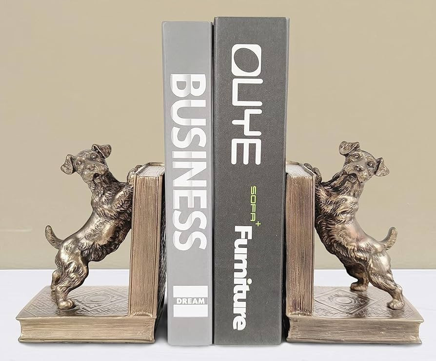 Schnauzer Decorative Bookends, Unique Dog Book Ends to Hold Books Heavy Duty for Office Desk, Vin... | Amazon (US)