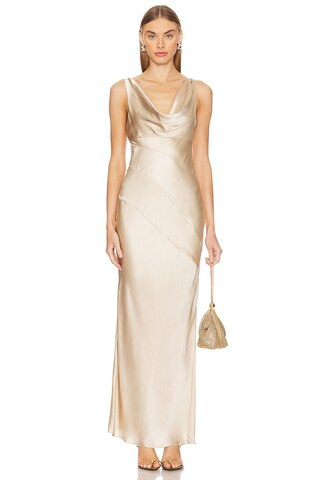 NICHOLAS Sally Cowl Neck Maxi Dress in Pearl from Revolve.com | Revolve Clothing (Global)