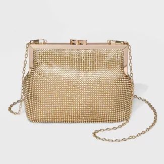 Estee & Lilly Crystal Mesh Pouch Frame Clutch - Gold | Target