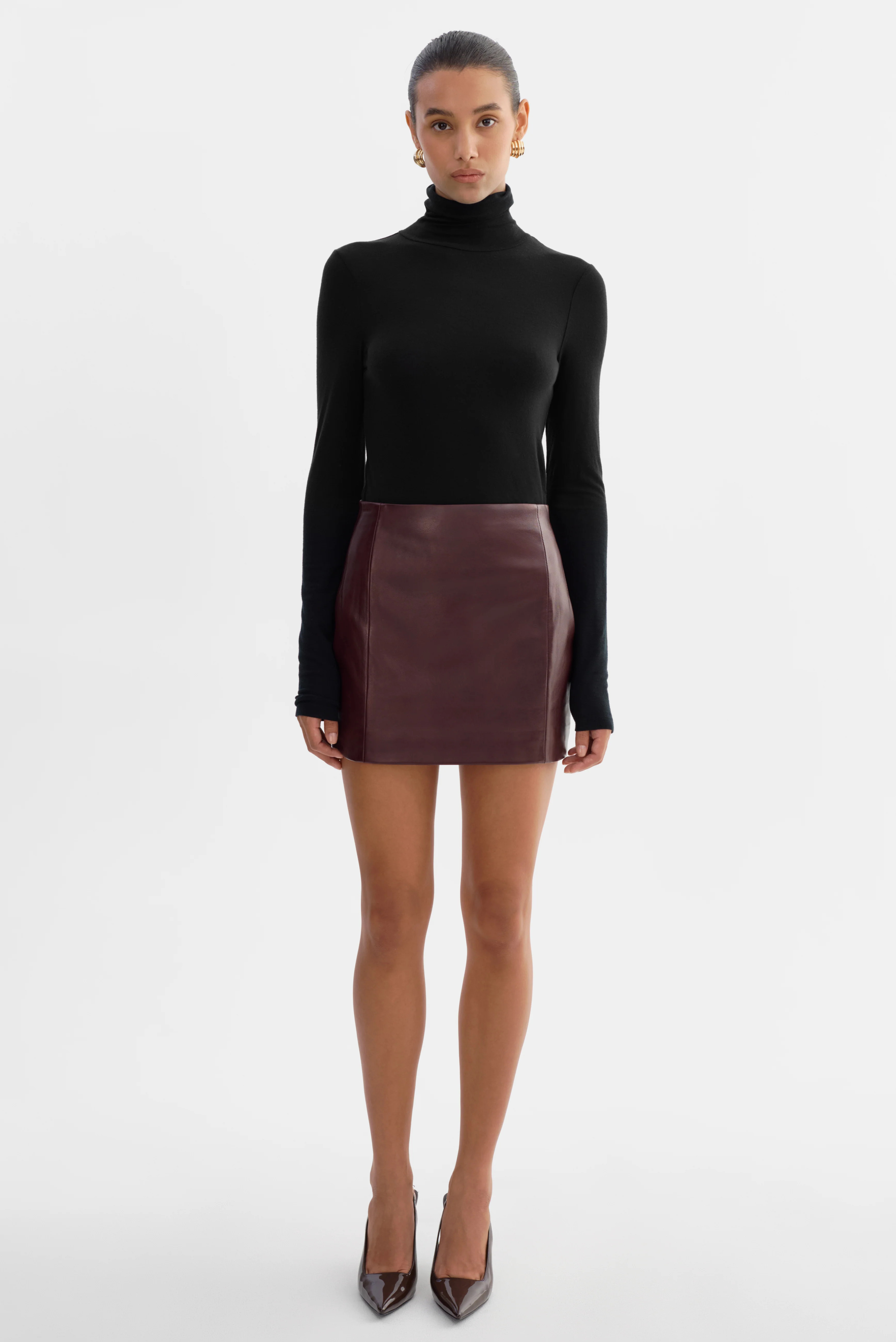 DIANA | Leather Hourglass Mini Skirt | LAMARQUE