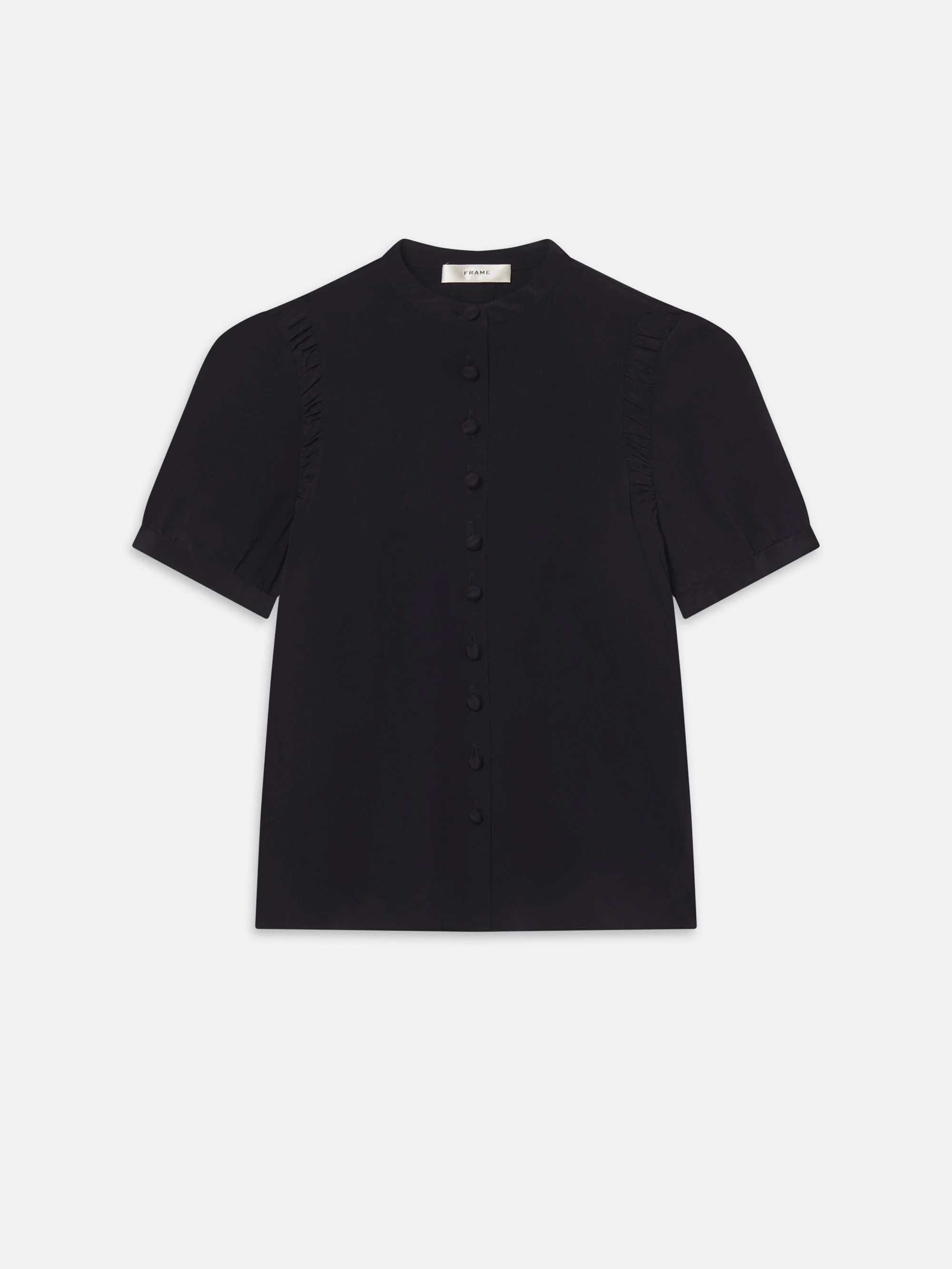 The Silk Gathered Top -- Navy | Frame Denim