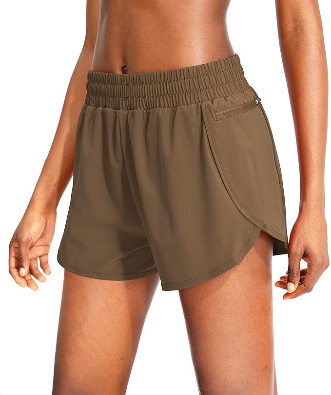 Soothfeel Womens Running Shorts with Zipper Pockets High Waisted Athletic Gym Workout Shorts for ... | Amazon (US)