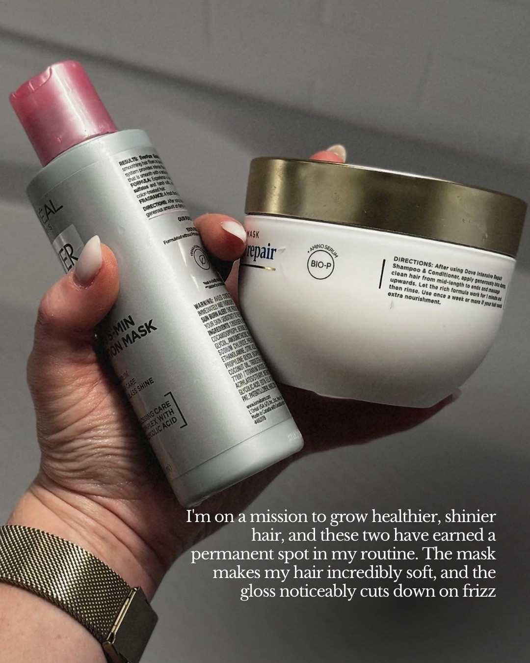 I'm on a mission to grow healthier, shinier hair, and these two have earned a permanent spot in my routine. The mask makes my hair incredibly soft, and the gloss noticeably cuts down on frizz

#LTKselfcare #LTKmorningroutine #LTKgrwm