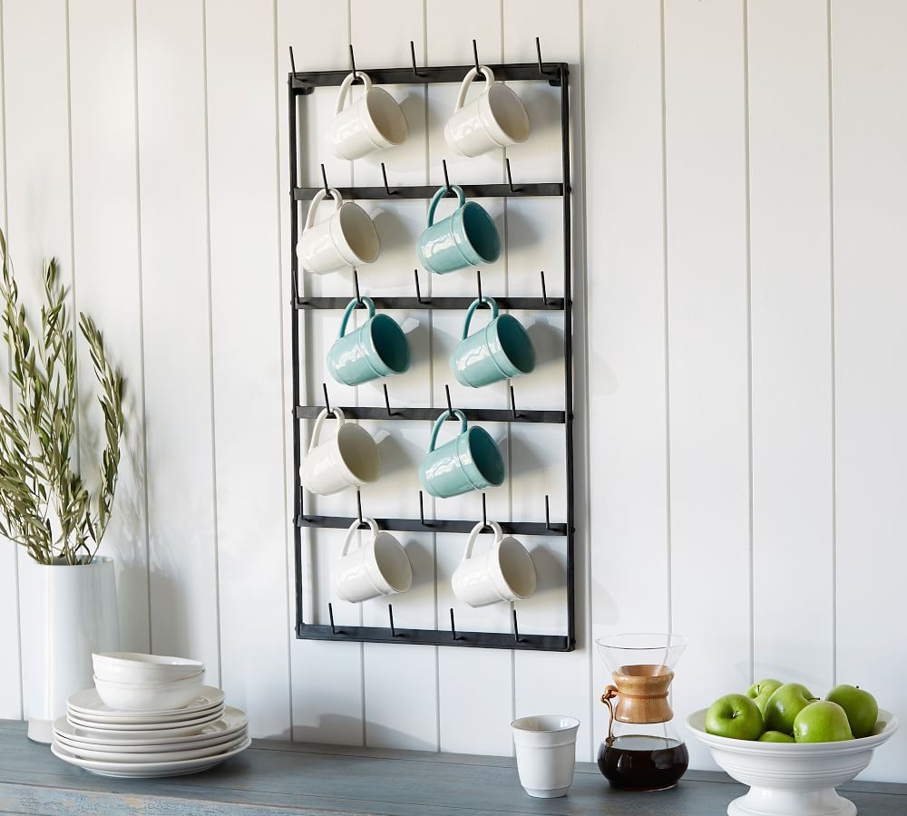Vintage Blacksmith Metal Wall Mug Rack, Large | Pottery Barn (US)