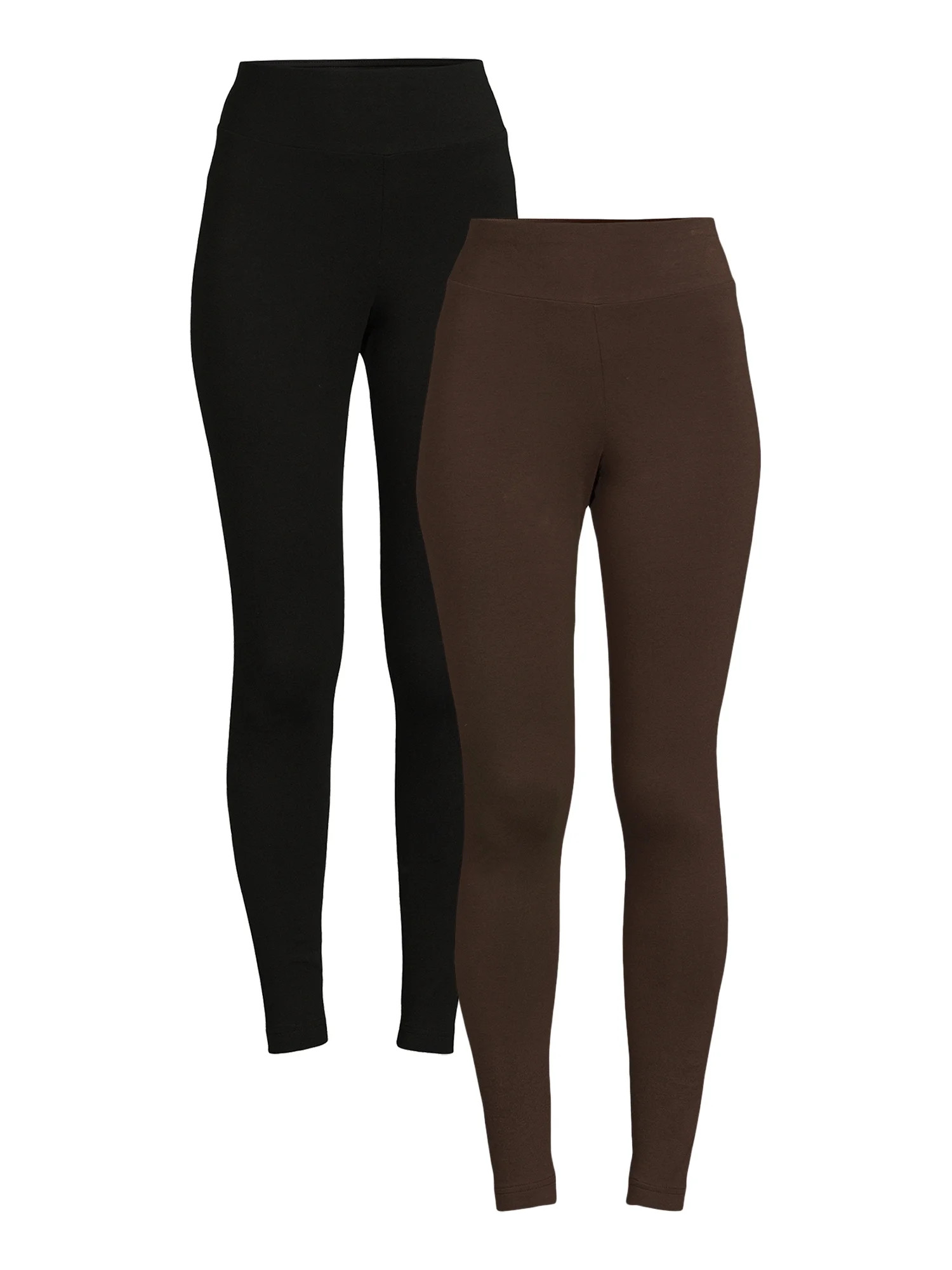 Time and Tru Women's High Rise Knit Leggings, 27" Inseam, 2-Pack, Sizes XS-XXL | Walmart (US)