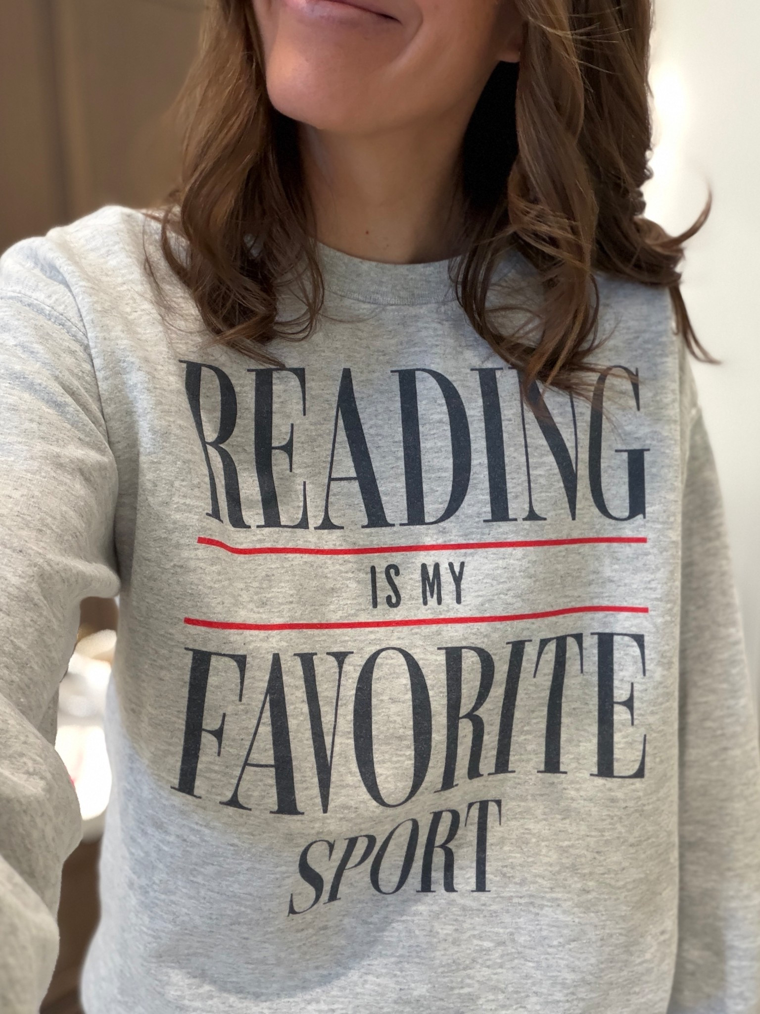 Obsessed with this sweatshirt and it’s on sale today! Wearing a M in the gray color. I just bought the Book Club crew too ☺️ 

#LTKSaleAlert #LTKootd #LTKselfcare