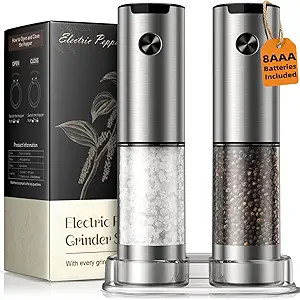 Electric Salt and Pepper Grinder Set, Battery Automatic Salt and Pepper Shaker with Adjustable Co... | Amazon (US)