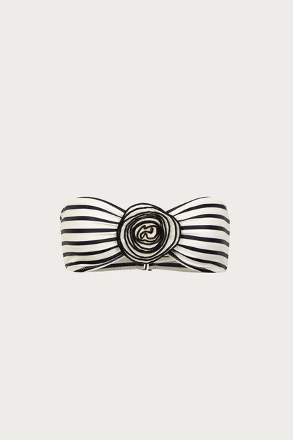Rose Bandeau Top (Cream Black Stripe) | SAME