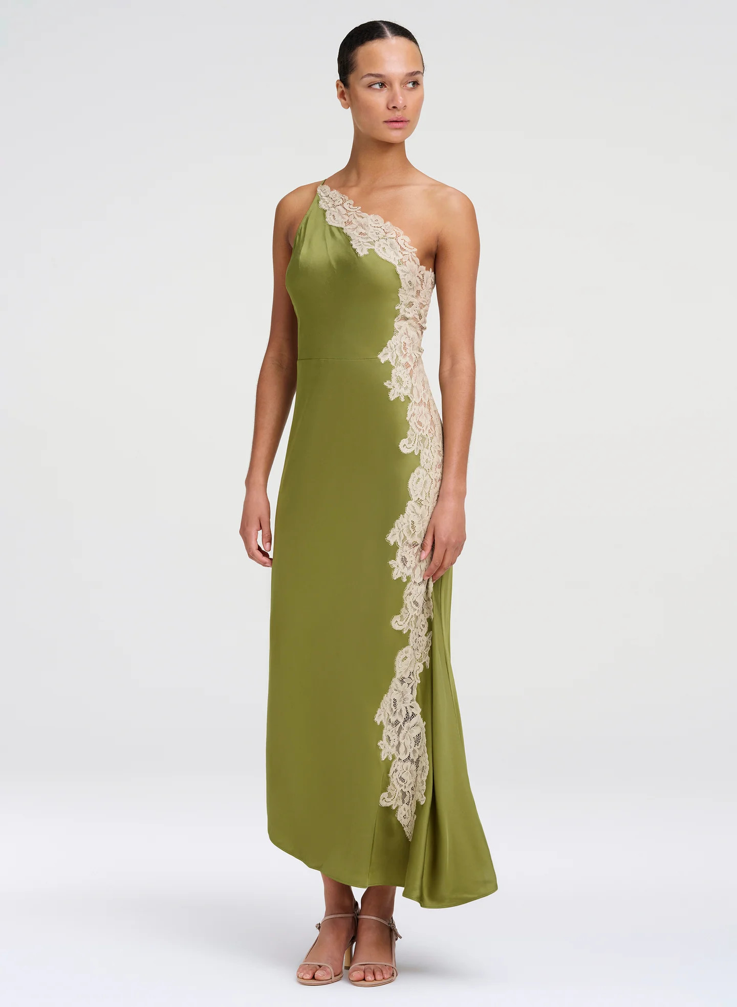 Lou Satin and Lace Midi Dress | A.L.C