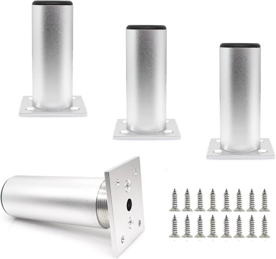 Silver Furniture Legs 4 Inches Metal Sofa Leg Cabinet Feet Round Thickened Replacement Leg for Ta... | Amazon (US)
