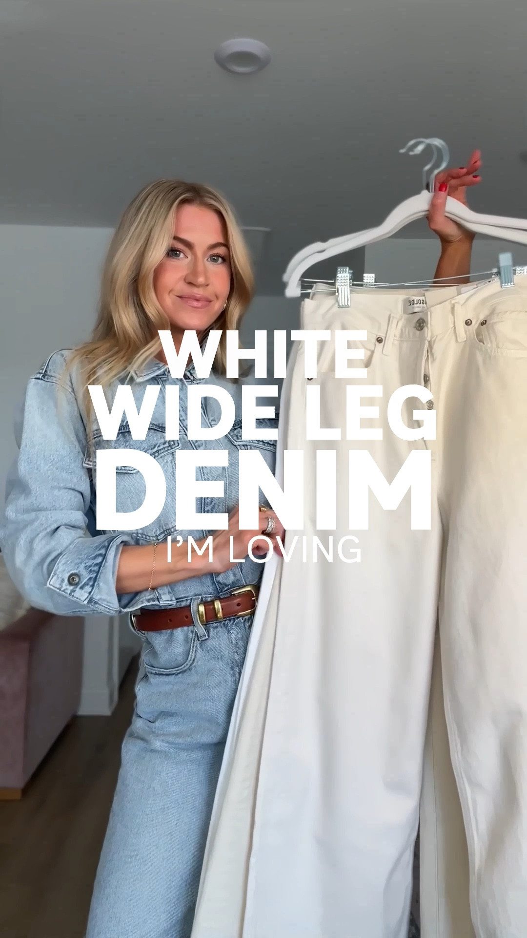 My four favorite white/cream wide leg high rise denim for spring! (I’m 5’6” for reference)

Denim 1 (DL1961): runs TTS, wearing a 25, little stretch, hits at my ankle.
Denim 2 (JCrew): on sale! Runs TTS, wearing the Classic length and it hits me right at the floor.
Denim 3 (AGolde): runs slightly oversized, wearing my normal size, color: Fortune Cookie, I’m wearing a 2.5” heel with these.
Denim 4 (L’agence): runs TTS, slight stretch, hits me right at the floor, color: Macadamia 

#LTKstyletip #LTKSeasonal