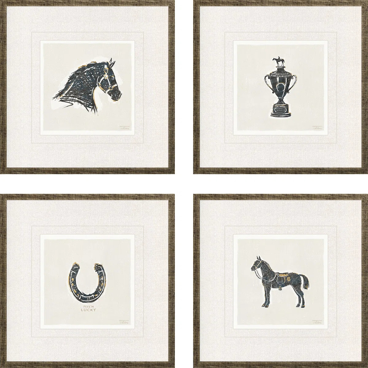 Equestrian by Barrett Matted Framed Graphic Art (Set of 4) | Wayfair North America