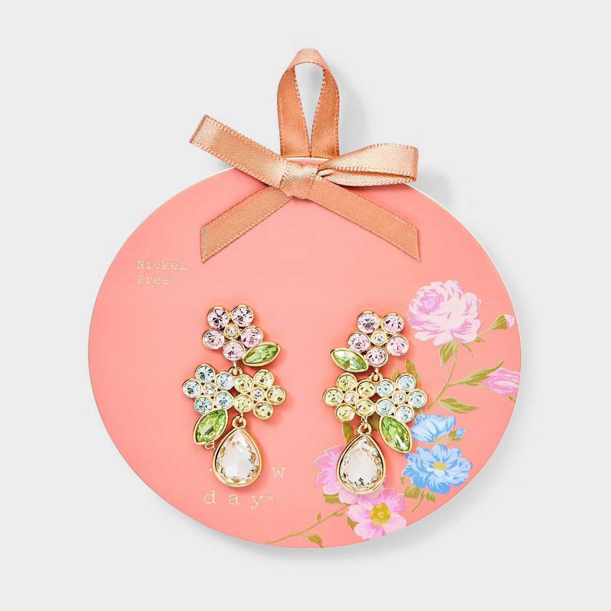 Floral Crystal Drop Earrings - A New Day™ Peridot Azore | Target