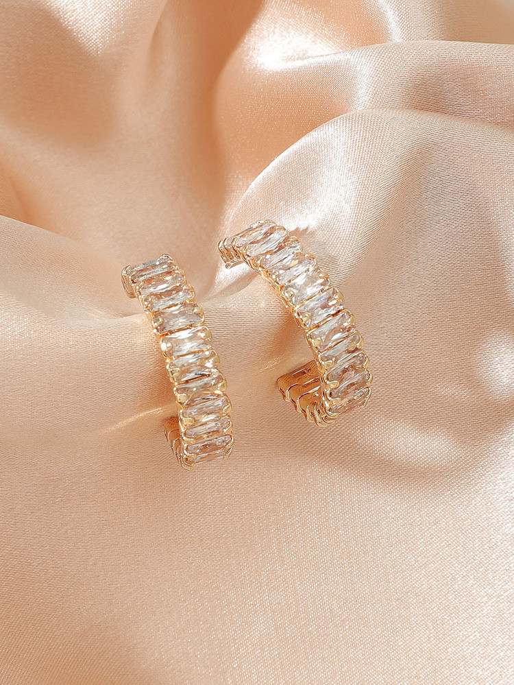 Zircon Decor Cuff Hoop Earrings | SHEIN