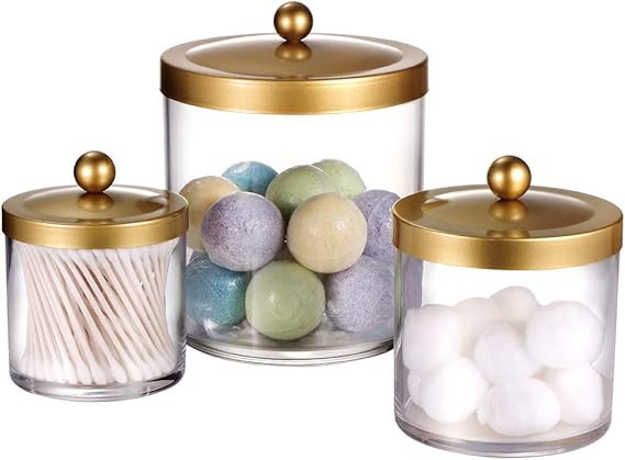 Premium Quality Apothecary Jars - Clear Plastic Storage Jars with Rust Proof Stainless Steel Lids... | Amazon (US)