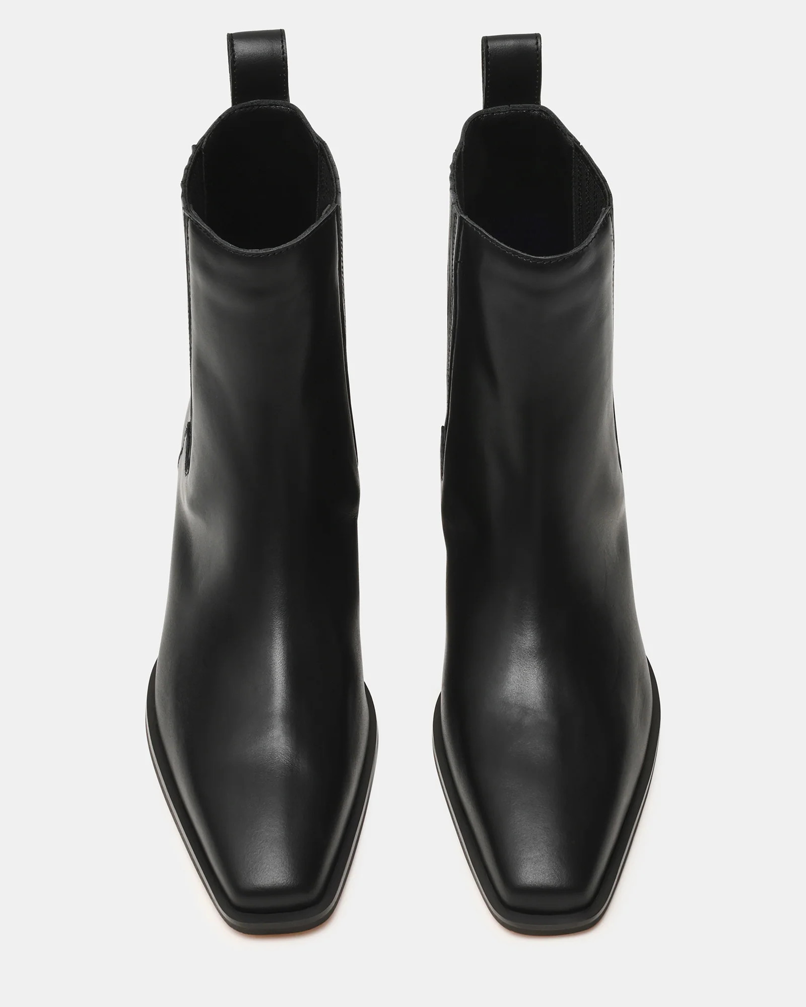 DARSEN Black Leather Square-Toe Block Heel Women's Ankle Boot | Steve Madden (US)