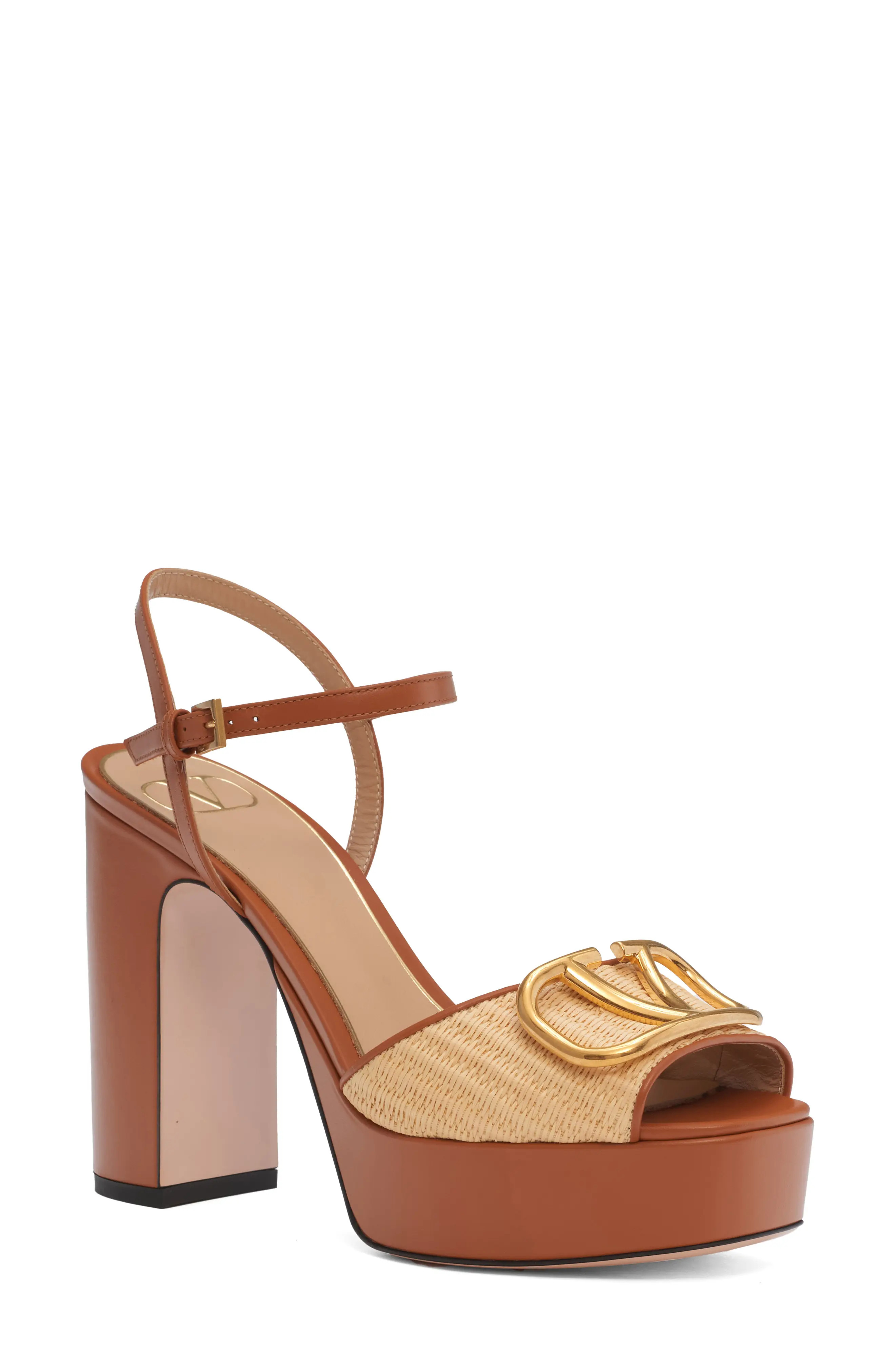Valentino Garavani VLOGO Signature Platform Sandal in Beige at Nordstrom, Size 7Us | Nordstrom