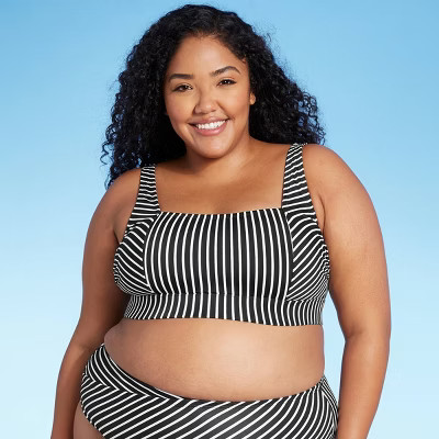 Women's Plus Size Scoop Square Neck Bikini Top - Kona Sol™ Black | Target