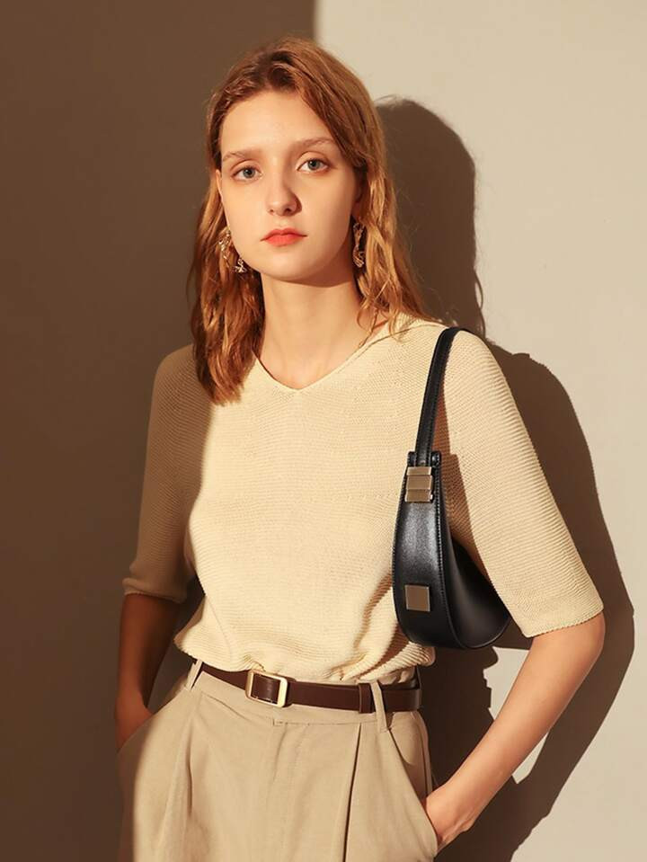 Niche hobo tas, veelzijdige schoudertas voor dames, elegante okseltas, trendy stijlvolle eenvoudi... | SHEIN