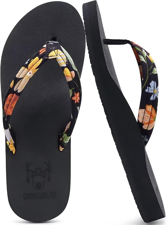 KuaiLu Womens Arch Support Flip Flops Ladies Comfort Lightweight Soft Yoga Mat Thong Sandals | Amazon (US)