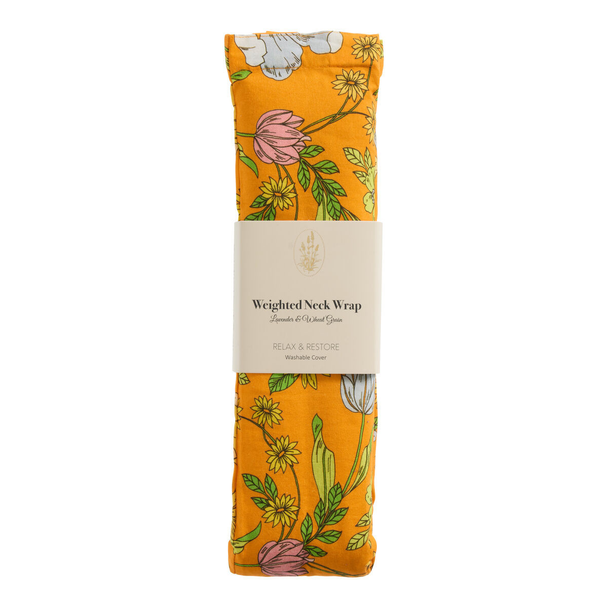 Orange Retro Floral Lavender and Wheat Grain Neck Wrap by World Market | World Market