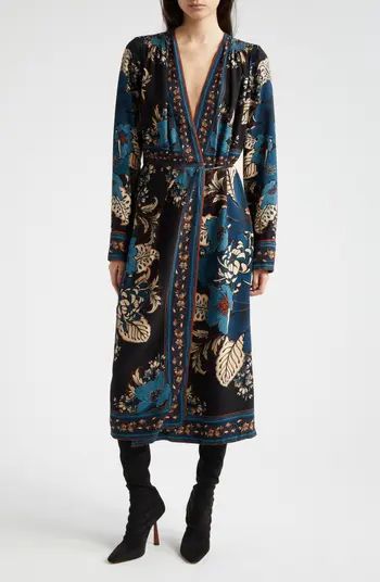 FARM Rio Blossom Tapestry Long Sleeve Wrap Dress | Nordstrom | Nordstrom