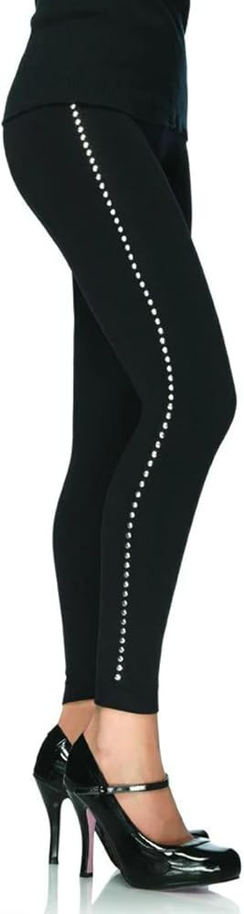Seamless leggings with silver studded side O/S BLACK | Amazon (US)