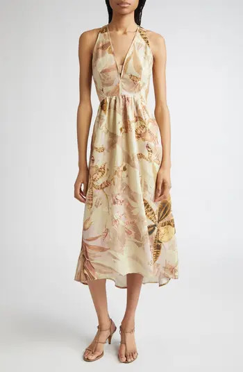 Reiss NYBG Anna Fit & Flare Linen Halter Dress | Nordstrom | Nordstrom