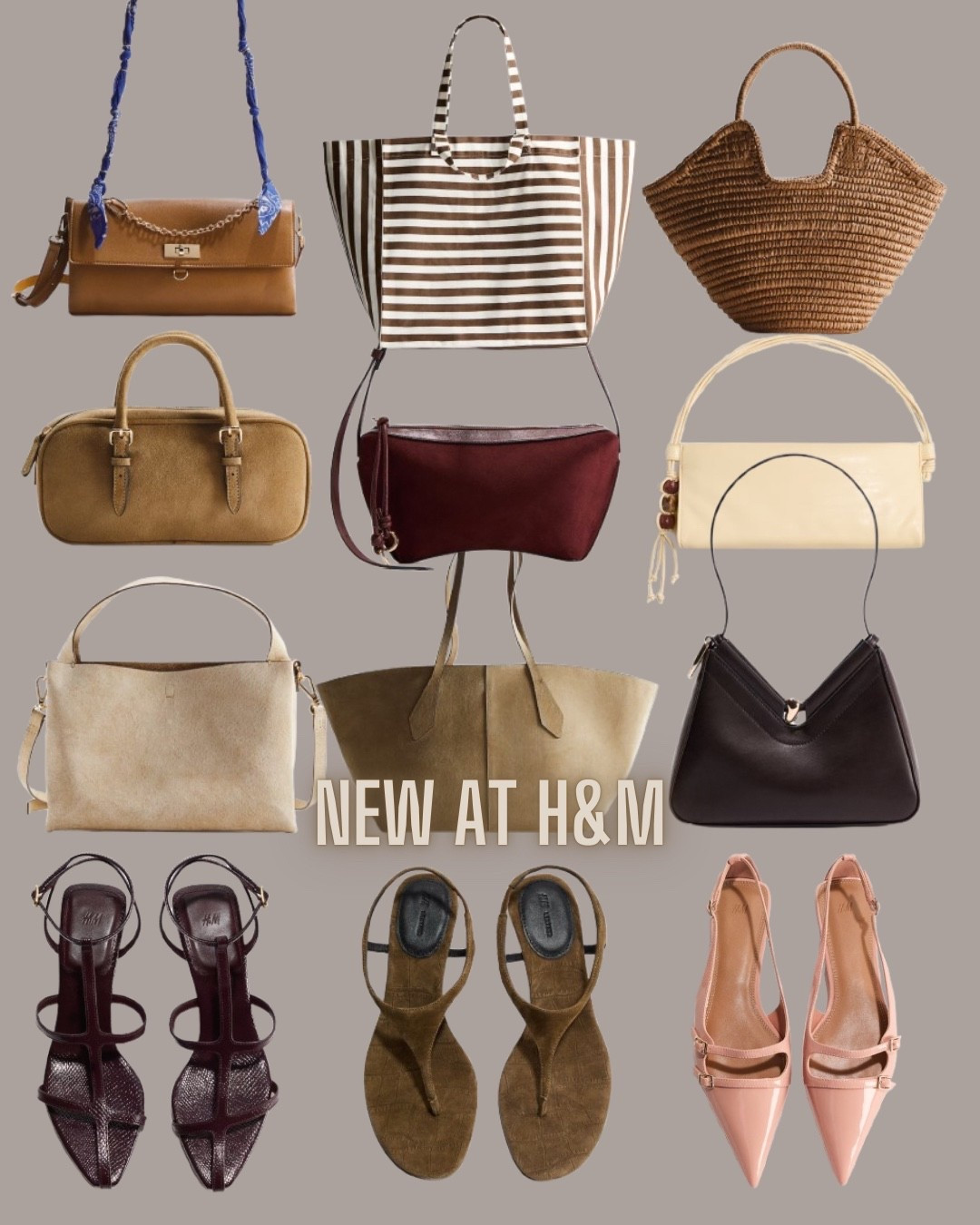 H&M fashion
Tote bag
Shoulder bag
Strappy sandals
